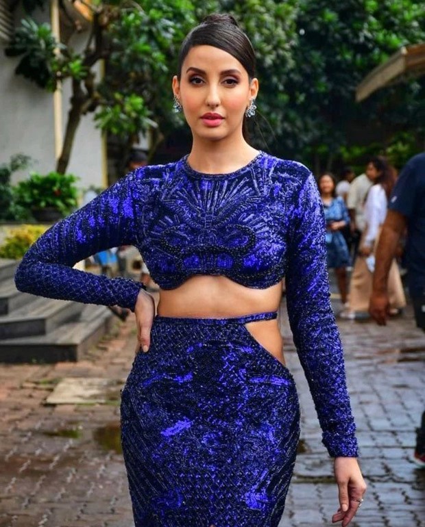 Nora Fatehi shines in purple fish-cut body-con dress as she shoots for Jhalak Dikhla Jaa season 10