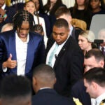 LSU player Sa'Maiah Smith gives the thumbs-up after passing out at the White House (VIDEO)