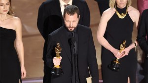 Evgeniy Maloletka, Mstyslav Chernov and Michelle Mizner wins Best Documentary Feature for 20 Days in Mariupol at the 96th Annual Oscars held at Dolby Theatre on March 10, 2024 in Los Angeles, California.