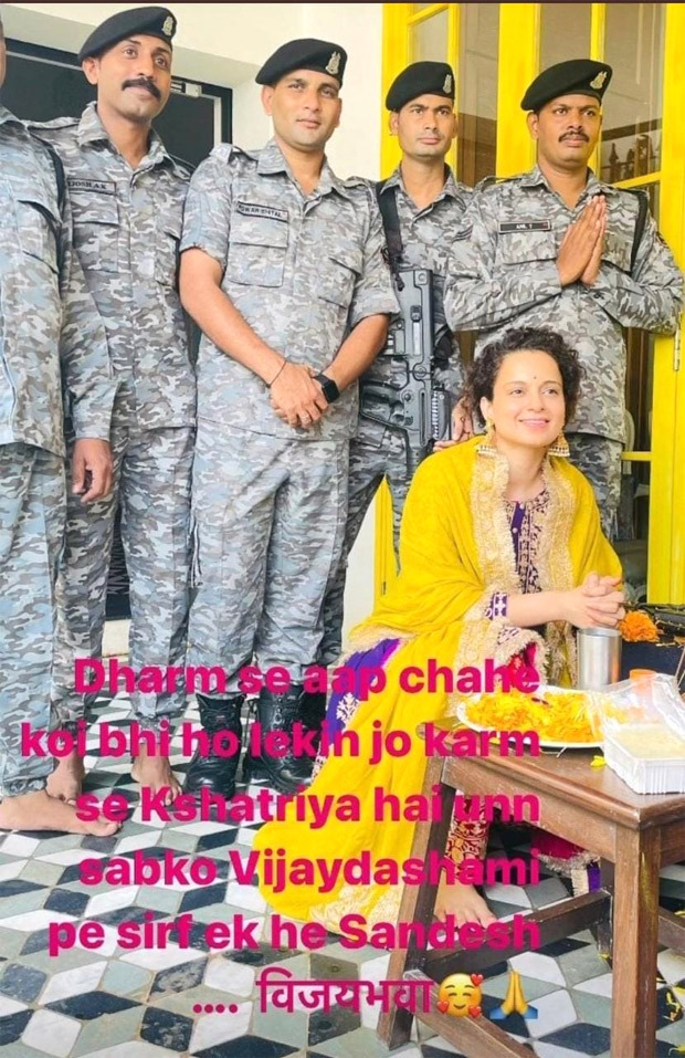 Kangana Ranaut worships guns with soldiers to celebrate Vijayadashami;  shares a special 