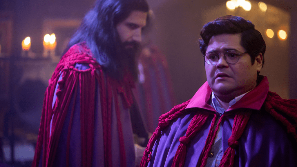 Kayvan Novak and Harvey Guillén in "What We Do in the Shadows" (FX)